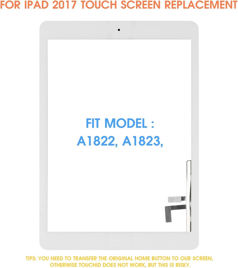 ARSSLY A1822 A1823 Screen Replacement, for iPad 2017 5th Generation Touch Screen 9.7 inch Digiziter Touchscreen Glass Panel with Home Button & Repair Tools (Not LCD) - Image 2